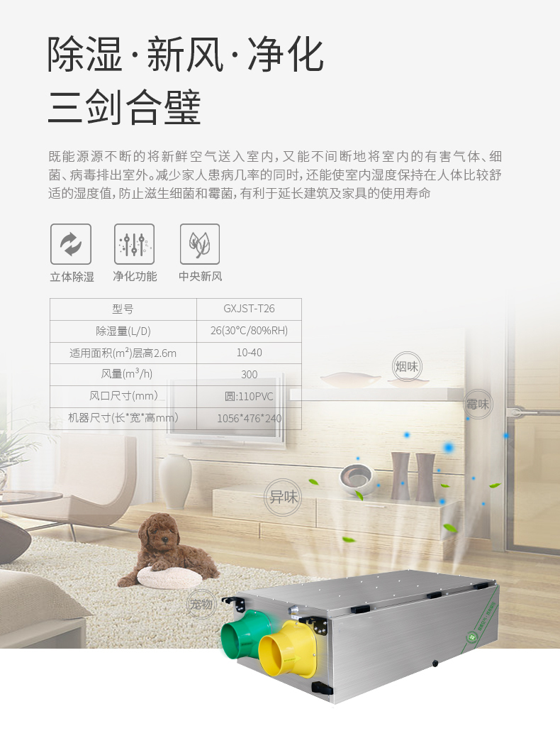 防霾 中央新風(fēng)除濕機